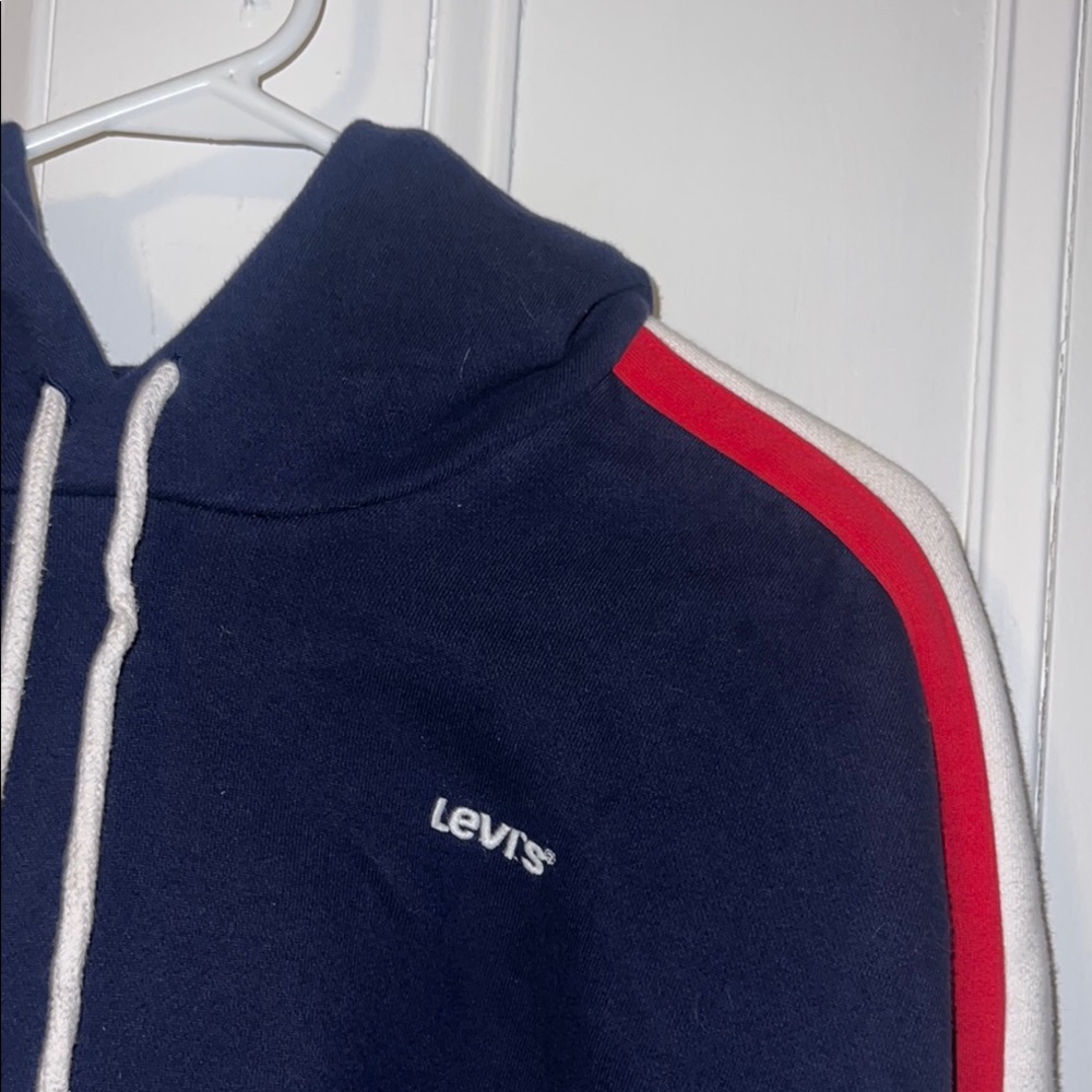 Levi's Sz XL women’s  Navy and White Hoodie  Pit to pit 22"  B39 - Picture 5 of 12